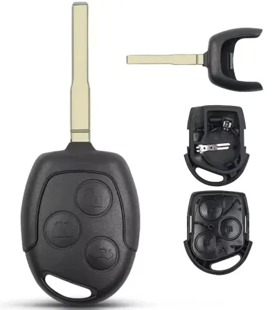 Carcasa cheie auto Techstar compatibila cu Ford Focus/Mondeo/Fiesta/Transit, 3 butoane, lamela HU101, neagra – fara electronica