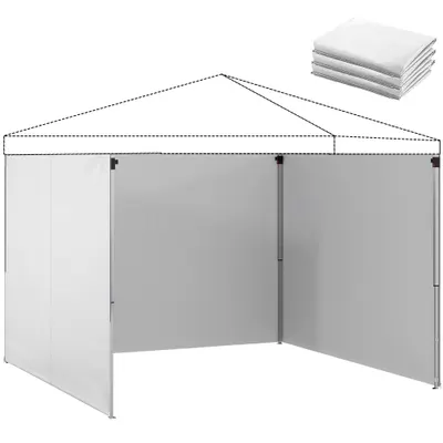 Outsunny 3 Panouri Laterale pentru Pavilioane 3x3 m 300x200 cm Panouri Laterale de Schimb din Pânză Oxford cu Fermoar Alb | Aosom Romania
