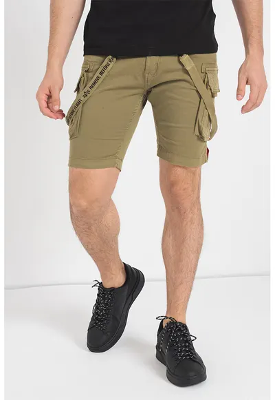 Pantaloni scurti cargo cu bretele detasabile - Kaki