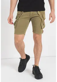 Pantaloni scurti cargo cu bretele detasabile - Kaki