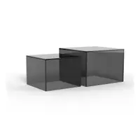 Măsuțe de cafea gri 2 buc. din sticlă 50x50 cm Dice – Actona
