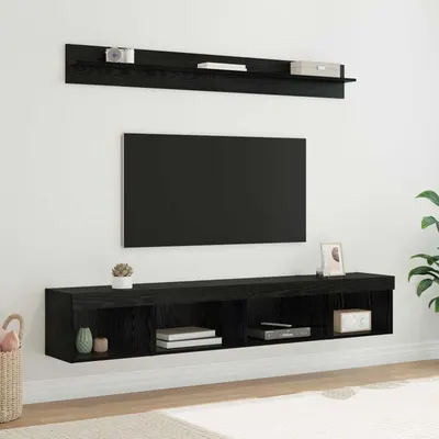 vidaXL Set Dulap pentru Televizor Montat pe Perete 5 buc. Stejar Negru