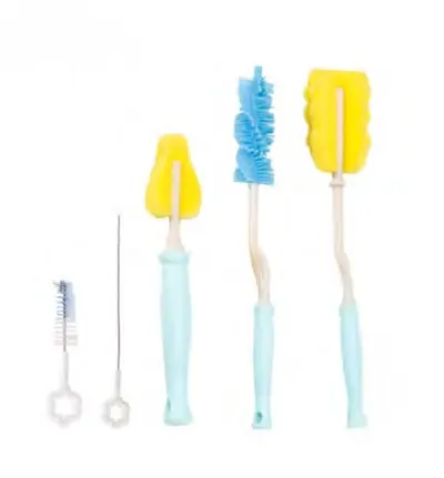 Set 5 periute Little Mom Blue pentru curatare biberoane, suzete, tetine