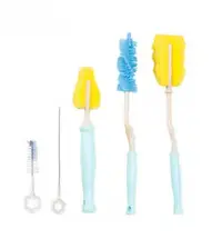 Set 5 periute Little Mom Blue pentru curatare biberoane, suzete, tetine