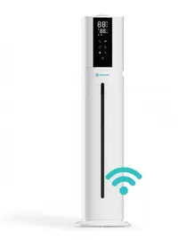 Umidificator AlecoAir U40 Tower White, WiFi, Lampa UV-C, Higrostat, Lumini ambientale, Vapori calzi, Aromaterapie