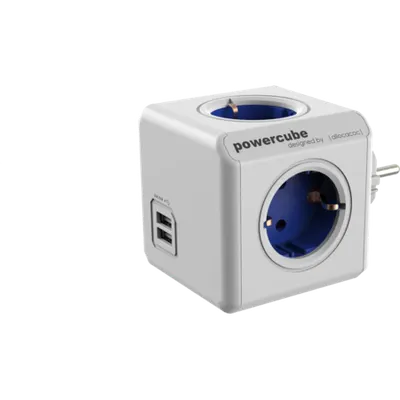 Power Cube Original x 2 usb Multiplicator priză cu port USB (4 prize, 2 porturi USB)