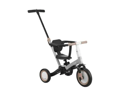 Tricicleta pentru copii KikkaBoo Flip Grey, multifunctionala, transformabila 5 in 1 cu scaun reglabil, bara de protectie detasabila, potrivita de la 1 an la 5 ani