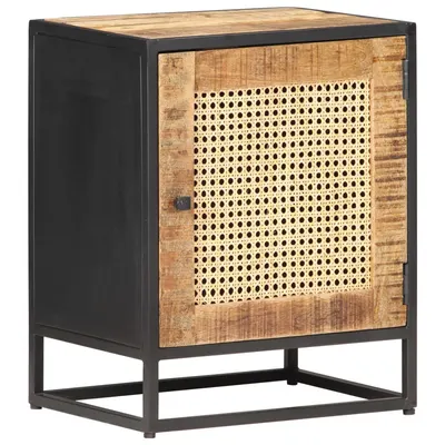 Gossi noptiera, 40x30x50 cm, lemn de mango brut si trestie naturala