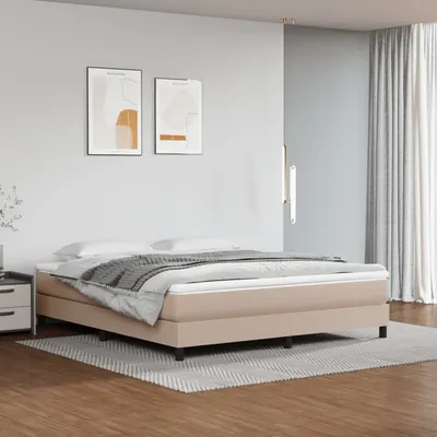vidaXL Cadru de pat cu arcuri, cappuccino, 180x200 cm, piele ecologică