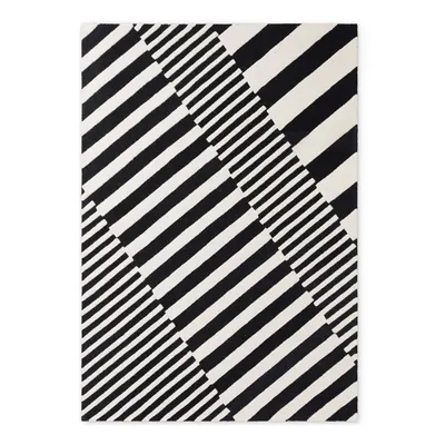 Covor alb-negru țesut manual din lână 160x230 cm Stryve Flux – Elle Decoration