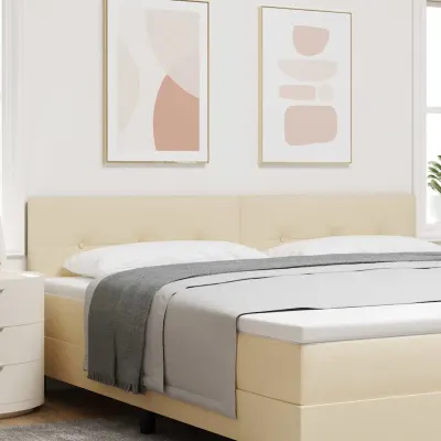 vidaXL Tăblie LED cu benzi LED cu headboard Crem 200 cm țesătură