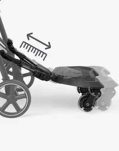 Platforma pentru atasare la carucior copii Kikkaboo Ally Black cu prindere universala, roti cu suspensii, reglaj in 8 pozitii, Max 20 kg