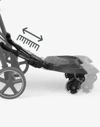 Platforma pentru atasare la carucior copii Kikkaboo Ally Black cu prindere universala, roti cu suspensii, reglaj in 8 pozitii, Max 20 kg