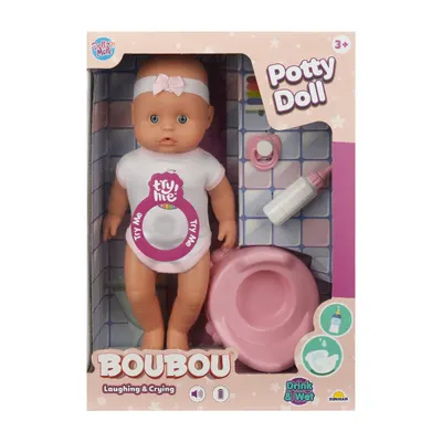 Papusa bebelus cu olita, Dollz n More, Boubou, 30 cm, Roz