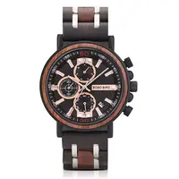 Ceas barbati Bobo Bird Lemn Cronograf Afisare data Quartz Analog Casual Elegant