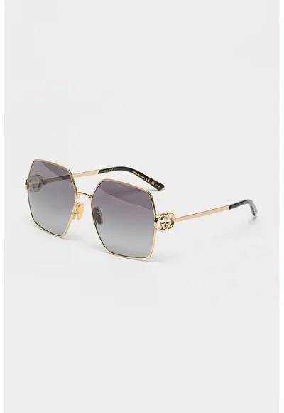 Ochelari de soare hexagonali cu lentile degrade - Auriu/Negru