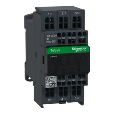 Contactor, TeSys Deca, 3P(3NO), AC-3/AC-3e, <=440V, 9A, bobina 110V CC, terminale cu arc