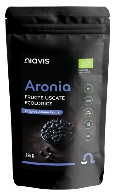 Fructe uscate raw ecologice Aronia, 125g, Niavis