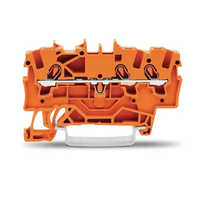 3-conductor through terminal block; 1.5 mm²; suitable for Ex e II applications; side and center marking; for DIN-rail 35 x 15 and 35 x 7.5; Push-in CAGE CLAMP®; 1,50 mm²; orange