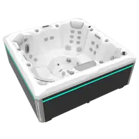 Minipiscina jacuzzi 7 persoane, alb-lucios, 46 jeturi hidromasaj, 215 x 215 cm, WiFi, sistem audio, scara Smart-In, unitate de control: Gecko IN.YE-3, Wellis Mandala Life Premium