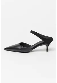 Pantofi slingback din piele si piele intoarsa Code - Negru