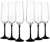 Pahare de șampanie Bohemia Crystalex - Sandra Half Black, 6 buc, 200 ml