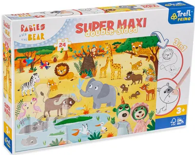 Puzzle cu două fețe Trefl din 24 de piese maxi - Pui de animal