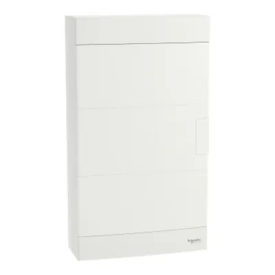 Easy9EU, Cofret cu montaj aparent, 3x12 Module, usa alba, cu 2 blocuri terminale