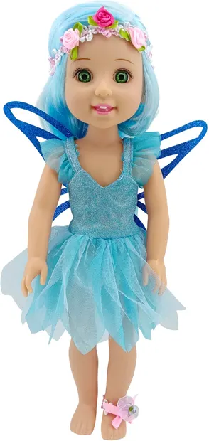 Păpuşă Moni Toys - Zână, albastră, 38 cm