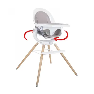 Scaun de masa din lemn Madera Adria, sptar regalbil si rotativ 360 grade, centura de siguranta, material detasabil si lavabil