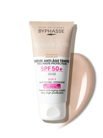 Crema antirid cu protectie solara SPF50+ Tinted Medium, 50ml, Byphasse