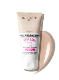 Crema antirid cu protectie solara SPF50+ Tinted Medium, 50ml, Byphasse