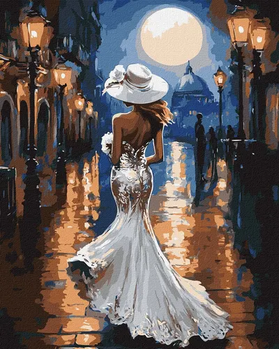 Set de pictură după numere Ideyka - Eleganță nocturnă, 40 x 50 cm