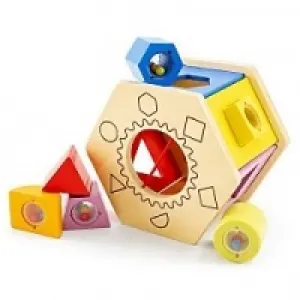 Roata din lemn cu forme geometrice