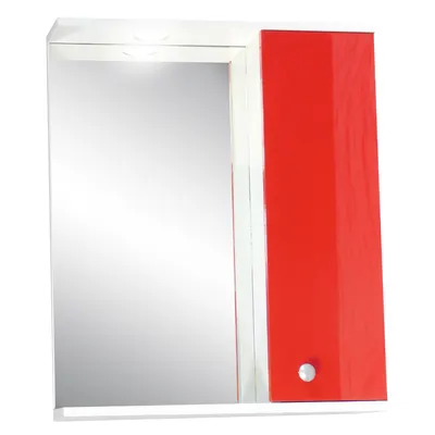 Oglinda baie cu dulap polita si decupaj pentru spot Selena 55x67 cm rosu