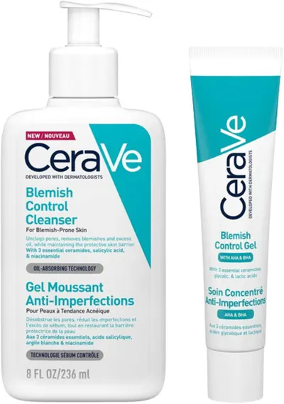 CeraVe Blemish Control Set - Gel de curățare și gel pentru ten cu imperfecțiuni, 236 + 40 ml