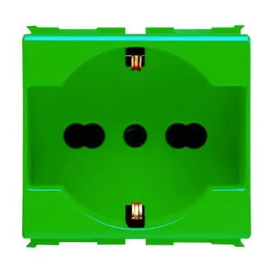 Italian/priza Schuko 250 V Ac - For Dedicated Lines - 2p+e 16a Dual Amperage - P40 - 2 Module - Green - Playbus