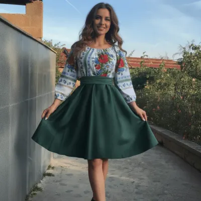 Rochie Traditionala stilizata cu maci 12