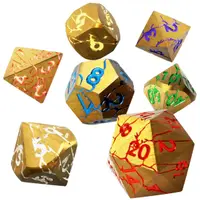 Set de zaruri GlassStaff - Metal RPG Dice Set, Chromatic Ruin (CritStones Anniversary Edition) (7 buc)