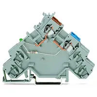 4-conductor sensor supply terminal block; LED (green); for NPN-(low-side) switching sensors; Power supply from sensor side; with colored conductor entries; 2.5 mm²; CAGE CLAMP®; 2,50 mm²; gray