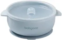 Bol din silicon cu ventuză și capac Babyono - Albastru