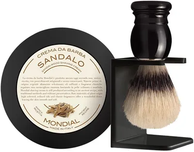 Mondial 1908 Antica Barberia Set – Cremă de ras Sandalwood, 125 ml + Perie și suport