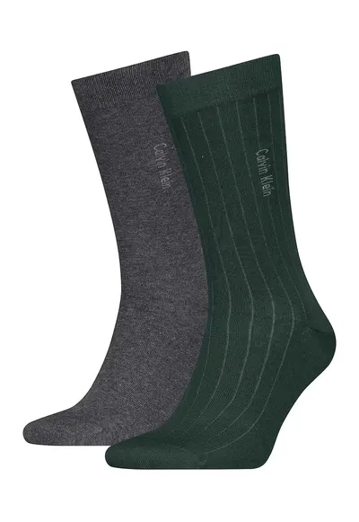 Set de sosete lungi din amestec de bumbac - 2 perechi - Verde inchis/Gri inchis