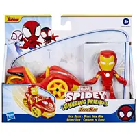 Figurina cu vehicul, Spidey and his Amazing Friends, Iron Man cu Iron Racer, F3992