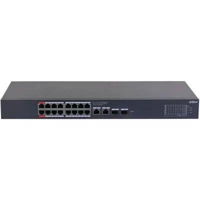 Switch 20 porturi Gigabit Dahua CS4220-16GT-135, Cloud management, 16 x PoE, 2x SFP, 2 porturi uplink, Hi PoE red port