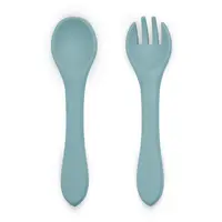 Set tacamuri, Petite&Mars, Take&Match, Din silicon, Forma ergonomica, Delicate cu gingiile, Adecvate pentru masina de spalat vase, Fara BPA, 6 luni+, Frosted Sky, Albastru