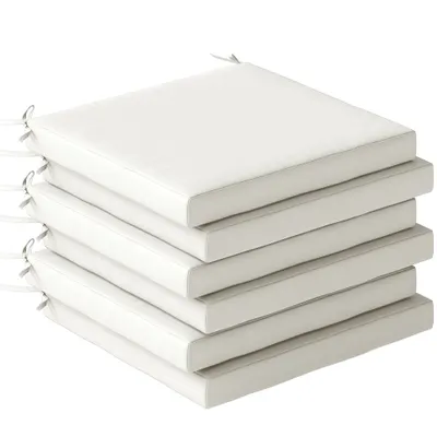 Outsunny Set de Perne pentru Scaune de Dining 46x42x7 cm 6 Bucăți cu Husă Lavabilă și Șnururi, Impermeabile și Anti-UV Crem | Aosom Romania