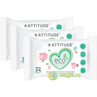 Servetele Umede (Rezerva) pentru Bebelusi fara Parfum 100% Biodegradabile 3 x 72buc