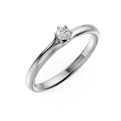 Inel de logodna din aur alb cu un diamant solitaire de 0.101ct