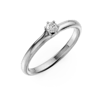 Inel de logodna din aur alb cu un diamant solitaire de 0.101ct